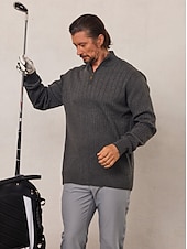 cheap Men&#039;s Golf Clothing-Men&#039;s Sweater Dark Grey Long Sleeve Top Golf Attire Clothes Outfits Wear Apparel