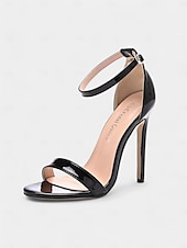 abordables Officiel-sandales de mariage à talon aiguille métallique pour femmes – chaussures de mariée élégantes à bout ouvert avec bride de cheville réglable