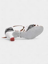 abordables Chaussures de danses latines-chaussures de danse latine en cuir à imprimé zèbre pour femmes avec design à lanières - idéales pour la salle de bal et la salsa