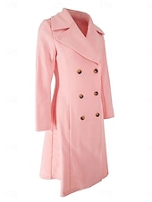 cheap Coats &amp; Trench Coats-Women&#039;s Winter Coat Winter Jacket Outdoor Street Daily Fall Winter Long Coat Regular Fit Warm Breathable Comtemporary Stylish Jacket Long Sleeve Solid Color with Pockets Pink