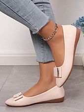 cheap Women&#039;s Flats-Women&#039;s Brown Faux Leather Pointed-Toe Flats with Bow and Rhinestone Detailing - Casual and Office Wear Shoes