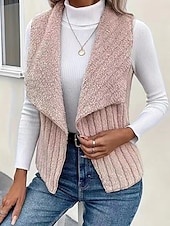 abordables Vestes-Femme Veste décontractée Extérieur Patchwork Couleur unie Coupe Vent Mode Standard Vêtements d&#039;extérieur Sans Manches Automne gris rosé pâle S