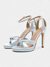 abordables Bal de promo-talons de mariée blancs confortables et élégants pour femmes - dotés d&#039;une tige en satin doux et d&#039;une semelle de soutien
