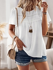 نسائي تي شيرت سهل موضة الحديث كاجوال كم قصير رقبة عالية مدورة قمصان عادية مناسب للبس اليومي عطلة نهاية الاسبوع أبيض وردي بلاشيهغ بني الصيف رخيصةأون قمصان ذات قوام-نسائي تي شيرت سهل موضة الحديث كاجوال كم قصير رقبة عالية مدورة قمصان عادية مناسب للبس اليومي عطلة نهاية الاسبوع أبيض وردي بلاشيهغ بني الصيف