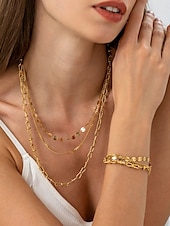 cheap Necklaces &amp; pendants-Necklace Chrome Gold Women&#039;s Elegant Fashion Layered Wedding irregular Necklace For Wedding Party