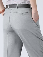 ieftine Subţire-Bărbați Costume Pantaloni Pantaloni de costum Buzunar Picior drept Simplu Purtabil Rezistent la riduri Lungime totală Nuntă Afaceri Zilnic Modă De Bază Negru Gri Deschis Micro-elastic