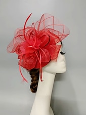 billige Coiffer-fascinators Nett slørhatt Bryllup Damenes dag Med Fjær Kronblader Hodeplagg Hodeplagg