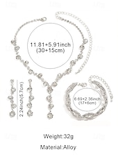 cheap Women&#039;s Necklace-Elegant Rhinestone Jewelry Set for Women, Includes Necklace, Earrings, and Bracelet, Perfect for Weddings, Parties, and Formal Events