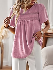 نسائي تي شيرت سهل موضة الحديث كاجوال كم قصير رقبة عالية مدورة قمصان عادية مناسب للبس اليومي عطلة نهاية الاسبوع أبيض وردي بلاشيهغ بني الصيف رخيصةأون قمصان ذات قوام-نسائي تي شيرت سهل موضة الحديث كاجوال كم قصير رقبة عالية مدورة قمصان عادية مناسب للبس اليومي عطلة نهاية الاسبوع أبيض وردي بلاشيهغ بني الصيف