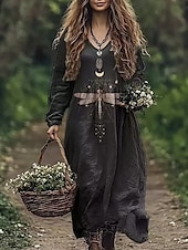 cheap Boho Dress-Women&#039;s Boho Dress Floral V Neck Maxi Dress Vintage Dress Print Dress Fashion Modern Summer Spring