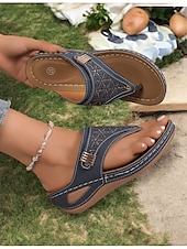 olcso Kényelmes szandálok-női piros strasszos éksarkú flip-flop szandál, nyitott orr, kényelmes nyári lábbeli hétköznapi kirándulásokhoz és nyaralásokhoz