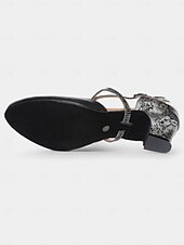 abordables Chaussures de danses latines-chaussures de danse latine classiques en cuir noir pour femmes avec semelle en daim souple et brides croisées | parfaites pour l&#039;entraînement et les performances