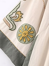 billiga Bohemklänningar-Dam Mini klänning Vardagsklänning A linjeklänning Boho-klänning bohemliv Ledigt Semester Dagligen Normal Blommig 3/4 ärm V-hals Beige Vår Höst