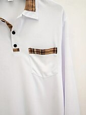 お買い得  メンズ クラシックポロ-男性用 ゴルフシャツ ゴルフポロシャツ ワーク カジュアル ラペル 長袖 ベーシック 近代の カラーブロック パッチワーク ボタン 春 &amp; 秋 レギュラー ワイン ブラック ホワイト ネイビーブルー グレー ゴルフシャツ