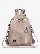 preiswerte Mode Rucksäcke-Wandelbarer Damen-Rucksack aus Kunstleder in Braun mit verstellbaren Riemen, mehreren Tragevarianten und Reißverschlusstaschen – ideal für Reisen, Arbeit und den täglichen Gebrauch