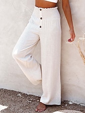 economico gamba larga e vita alta-Per donna A zampa Chino Di tendenza Streetwear Lunghezza intera Vita alta Liscio Cinturino elastico comodo Morbido Comodo Media elasticità Esterno Strada Nero Bianco Blu marino Primavera &amp; Autunno