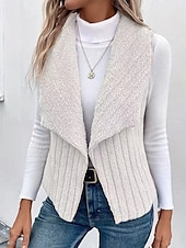 abordables Vestes-Femme Veste décontractée Extérieur Patchwork Couleur unie Coupe Vent Mode Standard Vêtements d&#039;extérieur Sans Manches Automne gris rosé pâle S