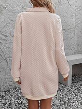 halpa Puserot ja hupparit-Naisten Neulemekko Mini mekko Tilkkutäkki Vapaa-aika Paitapuserokaula-aukko Pitkähihainen Aprikoosi Väri