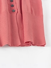 economico Cardigan e capispalla-Per donna Felpa Cardigan Informale Morbido Colore puro A coste Colletto alla coreana Bottoni Lavorato a maglia Manica lunga Top regolari Maglia Esterno Giornaliero Fine settimana Rosa Cammello