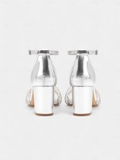 abordables Bal de promo-sandales de mariée métalliques pour femmes avec lanières en cristal - idéales pour un mariage classique
