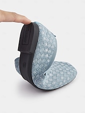 abordables Ballerines femme-ballerines en tricot bleu pour femmes avec semelle intérieure coussinée - chaussures confortables et élégantes pour le travail et le quotidien