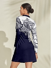 cheap Golf Dresses-Women&#039;s Golf Dress Dark Blue Long Sleeve Ladies Golf Attire Clothes Outfits Wear Apparel