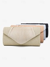 お買い得  クラッチバッグ＆イブニングバッグ-プリーツデザインのシャンパングリッターイブニングクラッチバッグ - 結婚式、パーティー、フォーマルなイベントに最適なエレガントな女性用ハンドバッグ