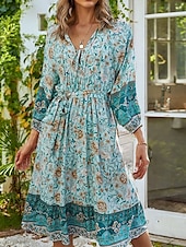 Women's Mini Dress Petite Dress Casual Dress Swing Dress A Line Dress Boho Dress Casual Daily Regular Fit Floral Long Sleeve Shirt Collar Yellow Pink Blue Summer Spring Fall4