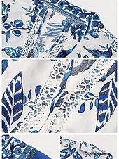 preiswerte Ausgefallene Kleider-Damen Maxidress Casual kleid Schaukelkleid A Linie Kleid Boho-Kleid Brautkleider schlicht Täglich Regular Fit Blumen Halbe Ärmel V Ausschnitt Blau Sommer Frühling