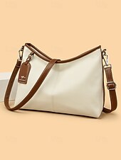 economico Borse a Tracolla-borsa hobo in similpelle verde con dettagli marroni, due tracolle regolabili per diversi stili di trasporto, versatile borsa a tracolla e a spalla per donna, ideale per lavoro, viaggi e uso quotidiano