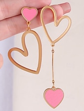 baratos Brinco Feminino-brincos femininos de coração com glitter, design em camadas rosa e branco, joias leves e modernas para o dia dos namorados, festas e presentes