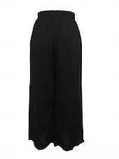 economico gamba larga e vita alta-Per donna A zampa Chino Di tendenza Streetwear Lunghezza intera Vita alta Liscio Cinturino elastico comodo Morbido Comodo Media elasticità Esterno Strada Nero Estate Standard