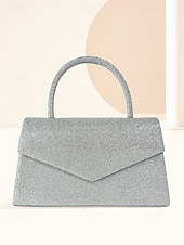 voordelige Clutches &amp; Avondtasjes-Dames Koppeling Avondtasje Schoudertassen Klep tas Polyesteri Feest Bruiloft Ketting Grote capaciteit Multi-dragen Effen Kleur Zilver Zwart Lichtbruin