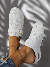 halpa Naisten pistokkaat-naisten rei&#039;itetty harmaa keinonahkainen kiilamuuli - mukavat jalkineet vapaa-aikaan