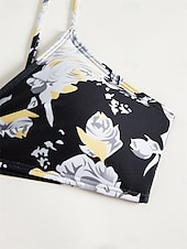 voordelige 3-delige bikiniset-Dames Zwemkleding Driedelig Zwempak Buikcontrole Hoge taille Vakantie Strand Kleding Grafisch V-hals Lange mouw Badpakken