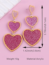 baratos Brinco Feminino-brincos femininos de coração com glitter, design em camadas rosa e branco, joias leves e modernas para o dia dos namorados, festas e presentes