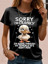 ieftine Umor &amp; Citate tricou-Pentru femei Tricou Animal Casual Manșon scurt Rotund Topuri obișnuite Zilnic Imprimeu Negru Vară