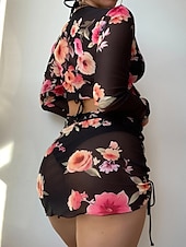 olcso 3 részes bikini szett-Női Fürdőruha Bikini Három darab Merész Fürdőruha Nyitott hátú Vékony Szabadság Strandruházat Tömör szín Kötőfék nyaka Ujjatlan Hosszú ujj Fürdőruhák