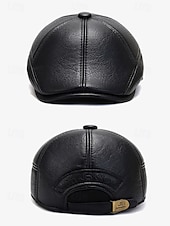 preiswerte Herrenhüte-Herren-Baskenmütze aus Kunstleder mit Ohrenklappen – stylische Wintermütze mit Ohrenschutz für die Freizeit und Outdoor-Aktivitäten
