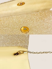 voordelige Clutches &amp; Avondtasjes-Dames Koppeling Avondtasje Schoudertassen Klep tas Polyesteri Feest Bruiloft Ketting Grote capaciteit Multi-dragen Effen Kleur Zilver Zwart Lichtbruin