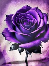 billige Blomster t-skjorte-Valentine Dame Rose T Skjorte Vanlige Topper Lang Erme V-hals Knapper Trykk Vanlig Passform Daglig Stilig Uformell Rosa Lilla Høst Vinter