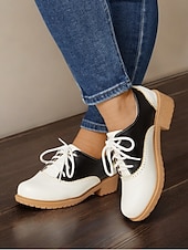 economico Scarpe oxford da donna-scarpe brogue oxford vintage bicolore da donna con design allacciato | calzature casual e formali per l&#039;eleganza quotidiana