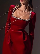 ieftine Rochii Party-Pentru femei Rochie eleganta Rochii Midi Peteci Elegant În U Negru Alb Roșu-aprins Culoare