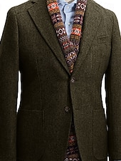 abordables Blazers et vestes-Blazer en tweed chevrons pour hommes vintage bureau grande taille coupe régulière ajustée à simple boutonnage deux boutons vert armée gris bleu noir blanc jaune