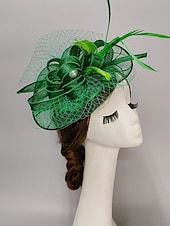 お買い得  ファシネーター-魅力的な人 羽毛 ネット ベールハット 結婚式 レディースデー と フェザー リボン かぶと 帽子