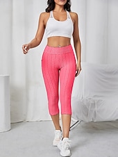 cheap Yoga Leggings &amp; Tights-Women&#039;s Yoga Pants Yoga Leggings Pocket Basic Tummy Control Butt Lift High Waist Yoga Gym Workout Pilates Tights Capri Leggings Fashion Black Pink Red Fall Winter Sports Activewear Stretchy Slim