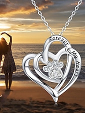 economico collane e ciondoli-collana cromata donna moda carina classico cuore adorabile collana a forma di cuore per tutti i giorni san valentino