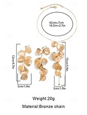 cheap Women&#039;s Necklace-Gold Petal Pendant Necklace and Drop Earrings Set – Elegant Floral-Inspired Jewelry for Women, Perfect for Weddings, Parties, and Formal Events