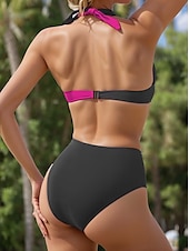 abordables Bikini-Maillots de bain pour femmes Bikini Maillot de bain à contraste de couleurs Couleur unie Mode élégante Maillots de bain