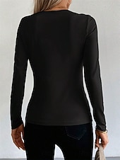 cheap Plain Tops-Women&#039;s Blouse Solid Color Elegant Daily Stylish Long Sleeve Square Neck Regular Tops Daily Holiday Going out Patchwork Black Wine Spring Fall Winter